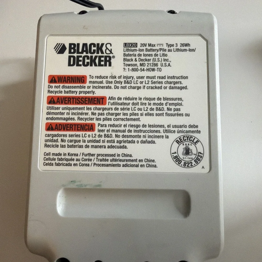 Black & Decker 20V MAX Lithium Charger LCS1620 + Battery LBX20 Tested Working!